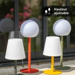 Xanlite Lampe Extérieure<Lampe à poser POP - cône jaune rechargeable en métal LED IP44, 400 lumens, CCT et dimmable, hauteur ajustable