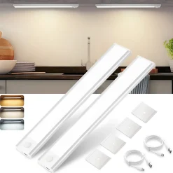 Nettlife Spot Sous Meuble<Lampe 2 x LED sous meuble avec détecteur de mouvement, rechargeable par USB, 1 500 mAh