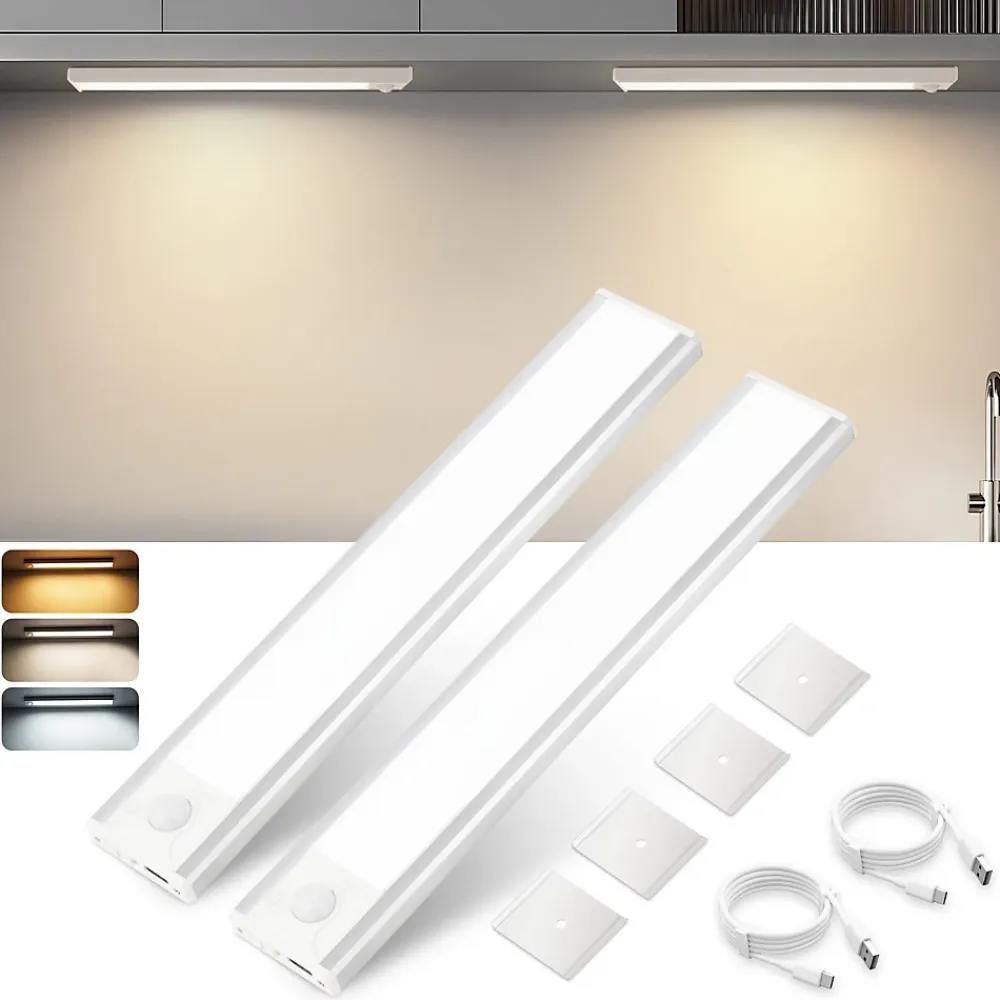 Hot Nettlife Lampe 2 x LED sous meuble avec détecteur de mouvement, rechargeable par USB, 1 500 mAh,un couloir ou un placard