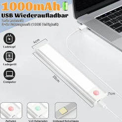 Hot Nettlife Lampe 2 x LED sous meuble avec détecteur de mouvement, rechargeable par USB, 1 500 mAh,un couloir ou un placard