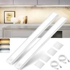 Nettlife Spot Sous Meuble<Lampe 2 x LED sous meuble avec détecteur de mouvement, rechargeable par USB, 1500 mAh, un couloir ou un placard