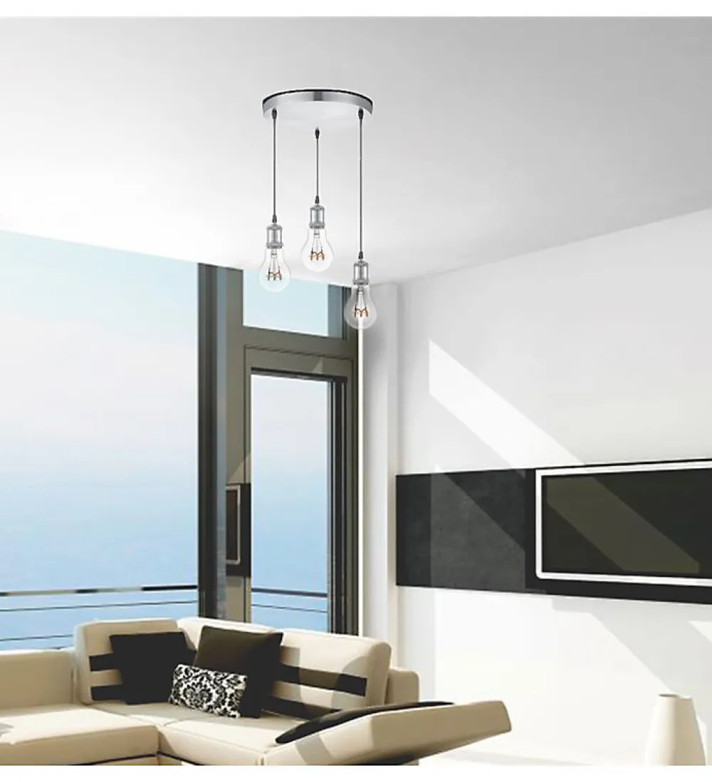 Autres Plafonnier<Lampe de plafond suspension design en métal satin mat E27 3 spots compatible LED
