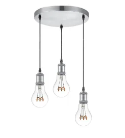 Autres Plafonnier<Lampe de plafond suspension design en métal satin mat E27 3 spots compatible LED