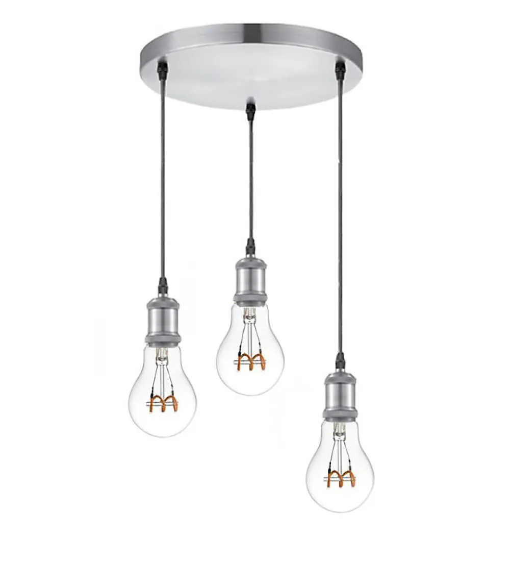 Autres Plafonnier<Lampe de plafond suspension design en métal satin mat E27 3 spots compatible LED