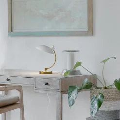 Alpinaluz Lampe De Bureau<Lampe de Table BOFA Inspirée par Fritz Hansen Kaiser Idell 6631, Finition en Blanc Mat et Laiton, E27