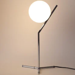 Alpinaluz Lampe De Bureau<Lampe de Table Boule en Verre et Aluminium Argenté Éclairage Nocturne pour Chambres et Salons E27 18cm ALESSIA