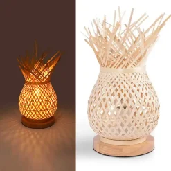 Alpinaluz Lampe De Bureau<Lampe de table en osier avec base en bois ARANA E27