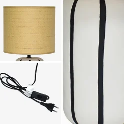 Best Sweeek Lampe de table intérieur céramique blanche. abat-jour effet rotin H 41cm - Roxane