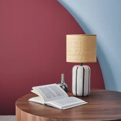 Best Sweeek Lampe de table intérieur céramique blanche. abat-jour effet rotin H 41cm - Roxane