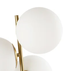 Alpinaluz Lampe De Bureau<Lampe de Table KAVALA avec Trois Boules de Cristal Blanc 15cm, Structure en Métal Doré 3E27 Design Élégant et Fonction