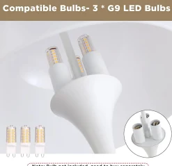 Alpinaluz Lampe de table moderne MEDUSA avec 3 lumières, abatjour en blanc et base blanche, idéale pour chambre, salon et bureau