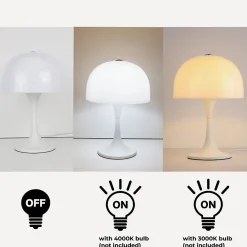 Alpinaluz Lampe de table moderne MEDUSA avec 3 lumières, abatjour en blanc et base blanche, idéale pour chambre, salon et bureau
