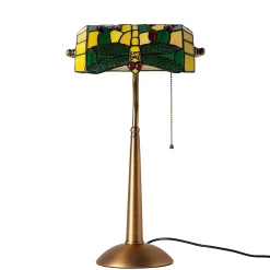 Alpinaluz Lampe De Bureau<Lampe de table style Tiffany libellule en verre mosaïque vert pour chambre, bureau et lecture E27