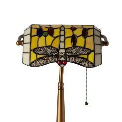 Alpinaluz Lampe De Bureau<Lampe de table style Tiffany libellule en verre mosaïque jaune pour chambre, bureau et lecture E27