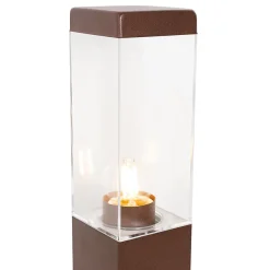 Clearance Qazqa Lampe d'extérieur brun rouille 80 cm avec prise IP44 - Malios