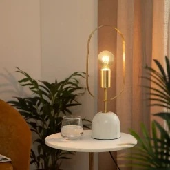 Atmosphera Créateur D'Intérieur Lampe Intérieure<Lampe Edi - gris et doré - base effet marbre H44 cm - Atmosphera