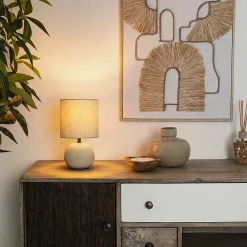 Atmosphera Créateur D'Intérieur Lampe Gaia en coton H26,5cm blanc - Atmosphera