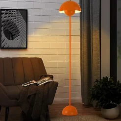 Alpinaluz Lampe sur Pied au Design Nordique Classique Doré avec Abat-jour et Base Parabolique Douille E27 pour Salon Salle à Manger Chambre.