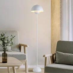 Alpinaluz Lampadaire Intérieur<Lampe sur Pied au Design Nordique Blanc Classique avec Abat-Jour et Base Parabolique Douille E27 pour Salon Salle à Manger Chambre