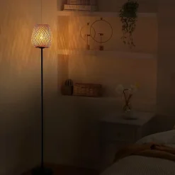 Alpinaluz Lampe sur pied en bambou avec interrupteur sur câble base E27