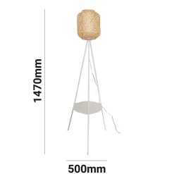 Alpinaluz Lampadaire Intérieur<Lampe sur pied trépied en aluminium avec abat-jour en bambou et diffuseur avec plateau pour salon chambre E27