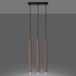 Sollux Lighting Suspension Pour Salon<Lampe suspendue en acier/bois 3 lampes 30x5x110cm Sollux