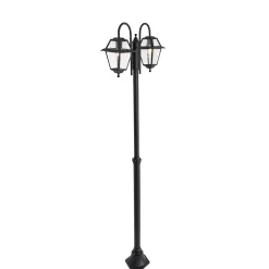 Clearance Qazqa Lanterne d'extérieur classique noire 235 cm 2 lumières IP44 - Berta