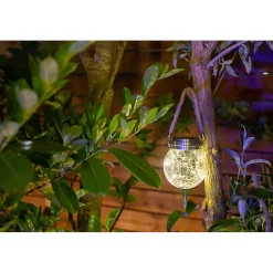 Best Galix Solaire Lanterne solaire effet verre brisé à poser ou suspendre-Diamètre 11,6cm- 30 MicroLED blanche- 15 Lumens- Eclairage extérieur