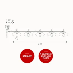 3M France Lampe Extérieure<Lot de 8 abats jours Astoria pour guirlande solaire - Chromex