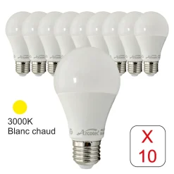 Arcotec Ampoule Led Fonctionnelle|Ampoule E27, Gros Culot À Visser<Lot de 10 ampoules LED E27 standard 5,5W 510Lm 3000K - garantie 2 ans
