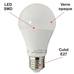 Arcotec Ampoule Led Fonctionnelle|Ampoule E27, Gros Culot À Visser<Lot de 10 ampoules LED E27 standard 5,5W 510Lm 3000K - garantie 2 ans