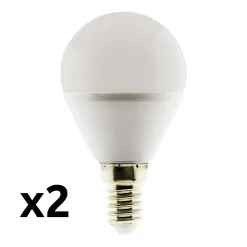 Zenitech Lot de 2 ampoules LED sphériques E14 5W - Blanc chaud - 400lm 6500K -