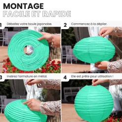 Skylantern Abat-Jour<Lot de 12 Boules Japonaises Vert d'eau 30 cm