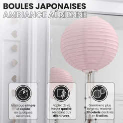 Skylantern Abat-Jour<Lot de 12 Boules Japonaises Rose Pâle 30 cm