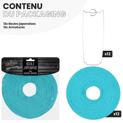 Skylantern Abat-Jour<Lot de 12 Boules Japonaises Turquoise 20 cm