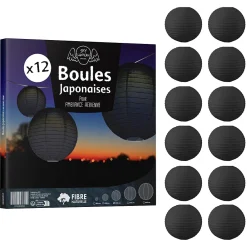 Skylantern Abat-Jour<Lot de 12 Boules Japonaises Noires 30 cm
