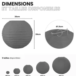 Skylantern Abat-Jour<Lot de 12 Boules Japonaises Grises 20 cm