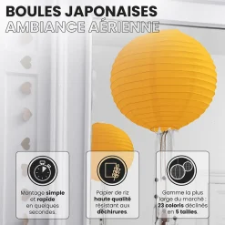 Best Skylantern Lot de 12 Boules Japonaises Orange 10 cm