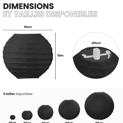 Skylantern Abat-Jour<Lot de 12 Boules Japonaises Noires 10 cm