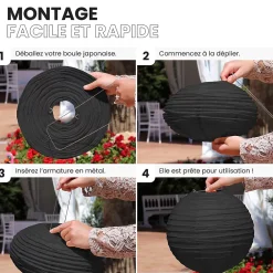 Skylantern Abat-Jour<Lot de 12 Boules Japonaises Noires 10 cm