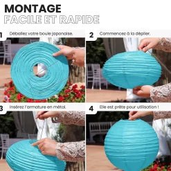 Skylantern Abat-Jour<Lot de 12 Boules Japonaises Turquoise 40 cm