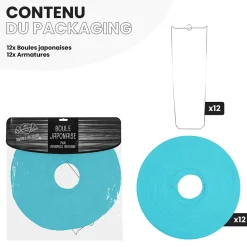 Skylantern Abat-Jour<Lot de 12 Boules Japonaises Turquoise 40 cm