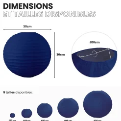 Skylantern Lot de 12 Boules Japonaises Bleu Navy 30 cm