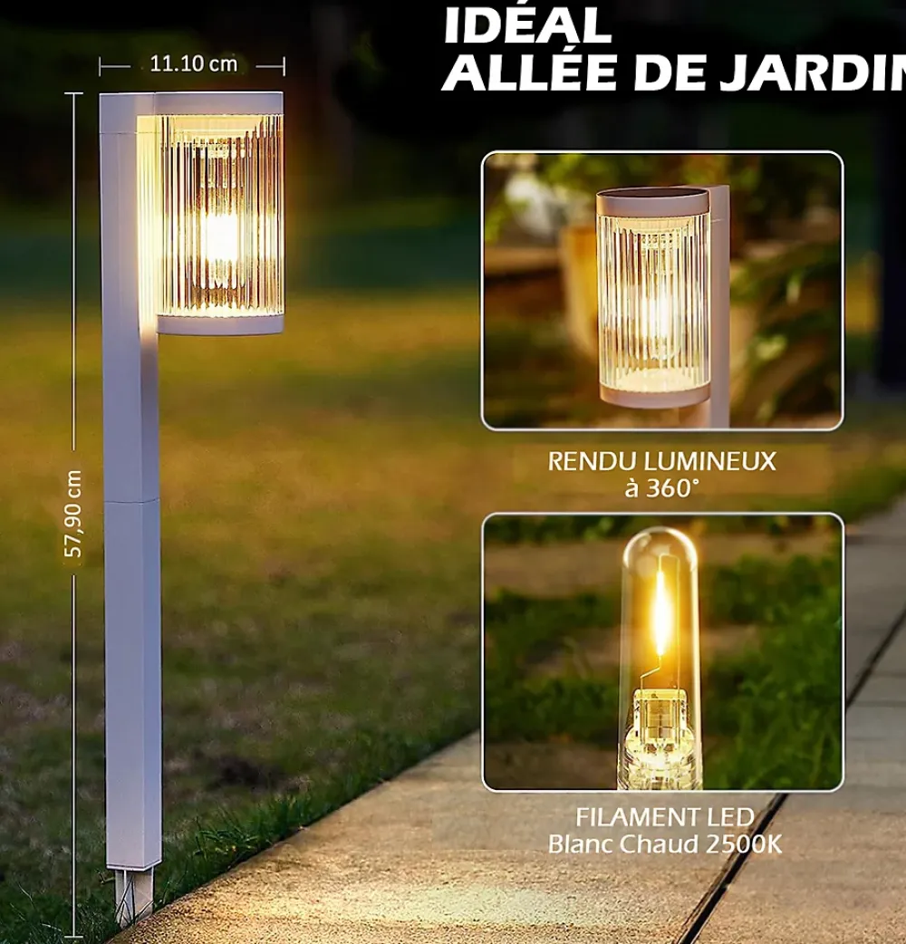 Best Kyf Lot de 8 Eclairages LED 25 lm Solaire à planter Idéal éclairage Allée et chemin