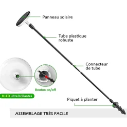 Hot Kyf Lot de 4 Eclairages LED 35 lm Solaire à planter Idéal illumination de composition florale
