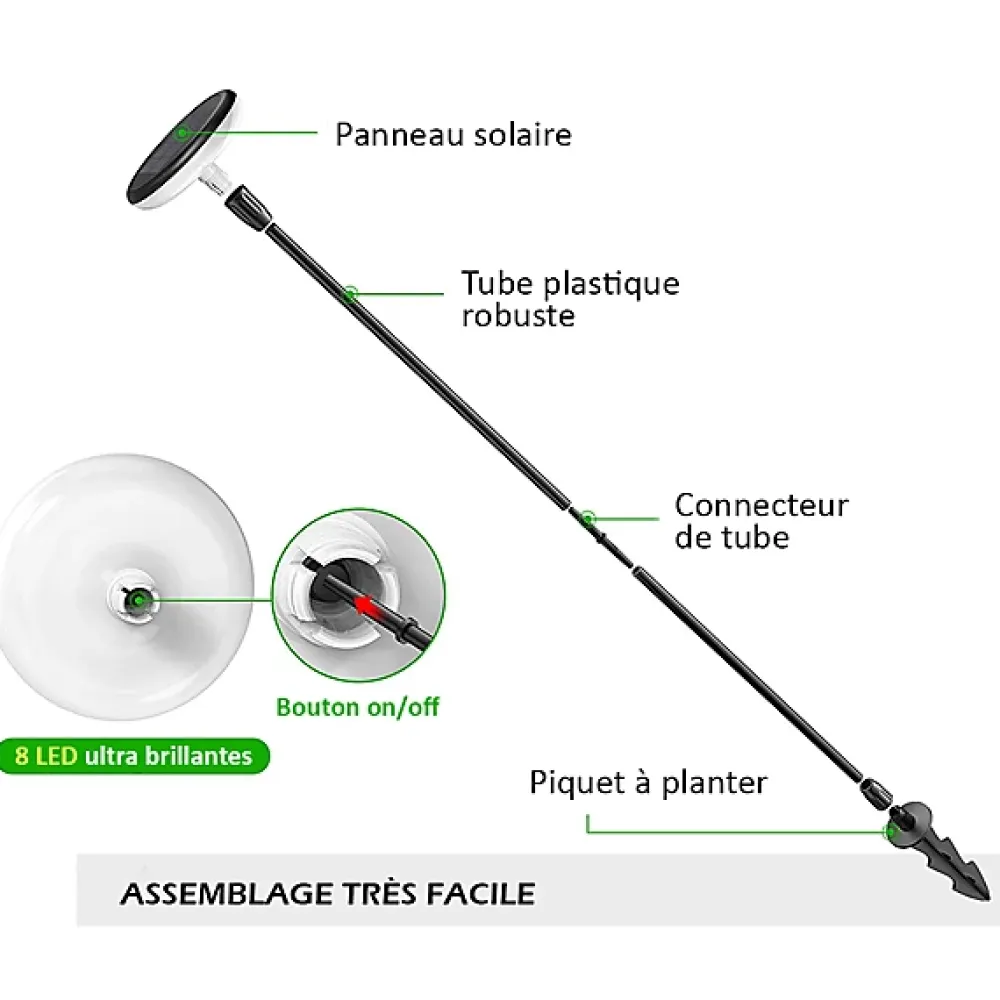 Hot Kyf Lot de 4 Eclairages LED 35 lm Solaire à planter Idéal illumination de composition florale