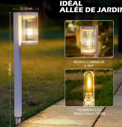 Kyf Borne Extérieure Et Potelet<Lot de 4 Eclairages LED 25 lm Solaire à planter Idéal éclairage Allée et chemin