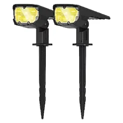 Kyf Borne Extérieure Et Potelet<Lot de 2 Projecteur Paysagiste Solaire Extérieur Haute luminosité, Mural et sur Piquet, Jaune 3000K