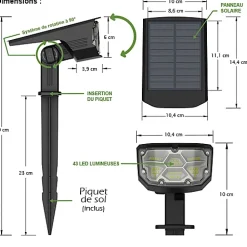 Kyf Borne Extérieure Et Potelet<Lot de 4 Projecteur Paysagiste Solaire Extérieur Haute luminosité Mural et sur Piquet Blanc 6000K