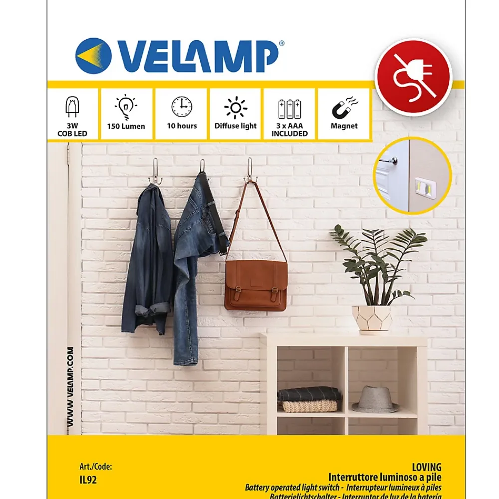Clearance Velamp LOVING : interrupteur LED à piles (incluses). Blanc